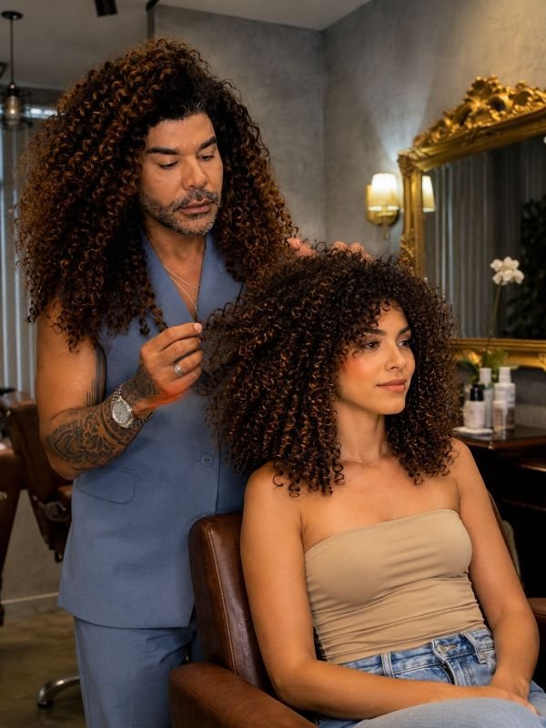 Corte para cabelo cacheado no Fidalgos Studio em Copacabana