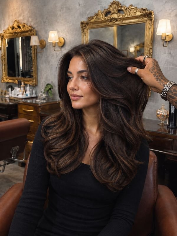 Mega hair para acrescentar volume realizado no Fidalgos Studio em Copacabana