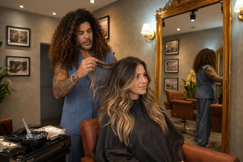 Mechas e iluminação de cabelo no Fidalgos Studio